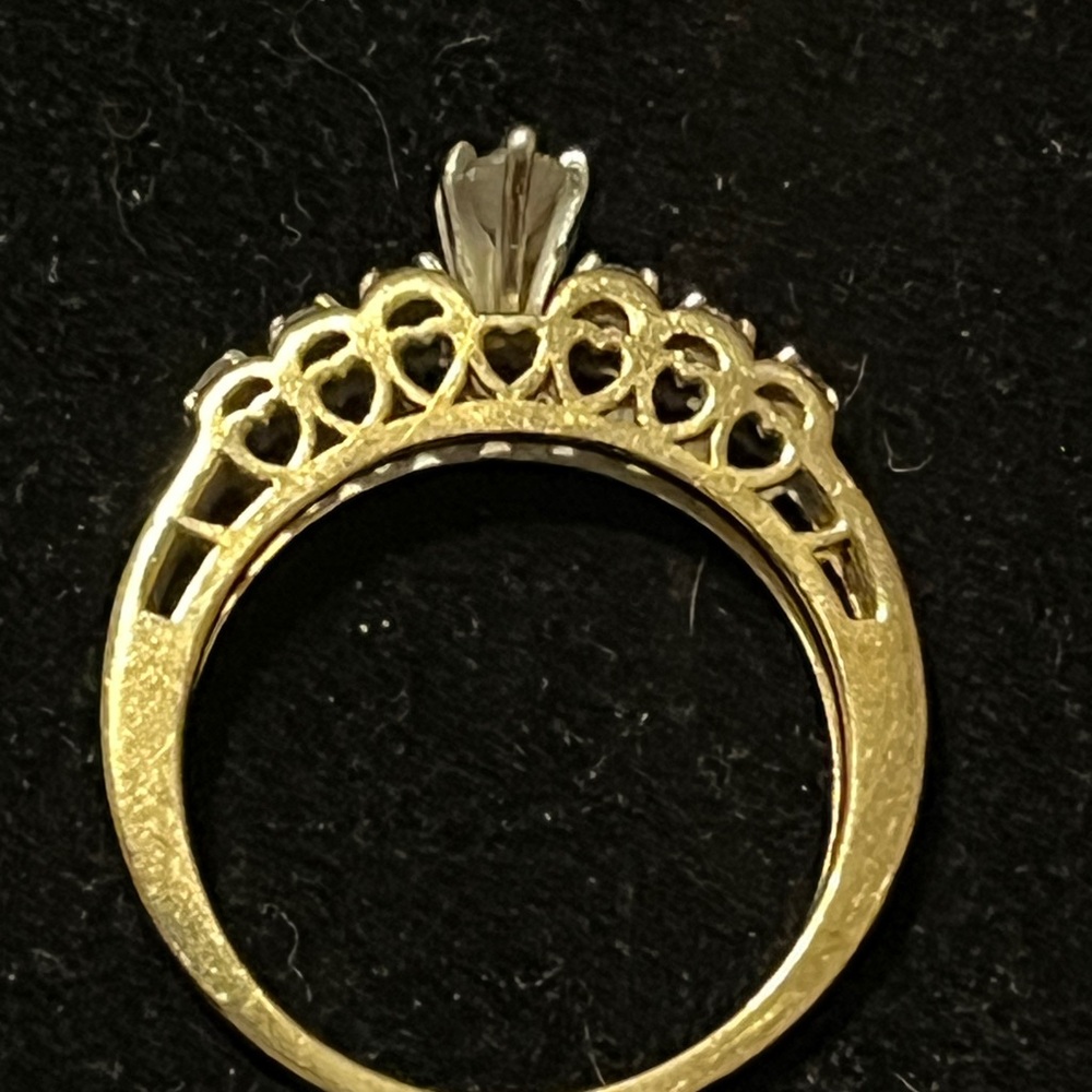14K Yellow Gold Marquise Cut Natural Diamond Ring – 3.77g Size 7 - Picture 9 of 17